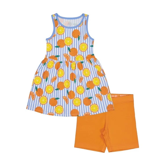 Wonder Nation Girls Play Dress and Short 2 Piece Set, Sizes XS-XLP | Walmart (US)