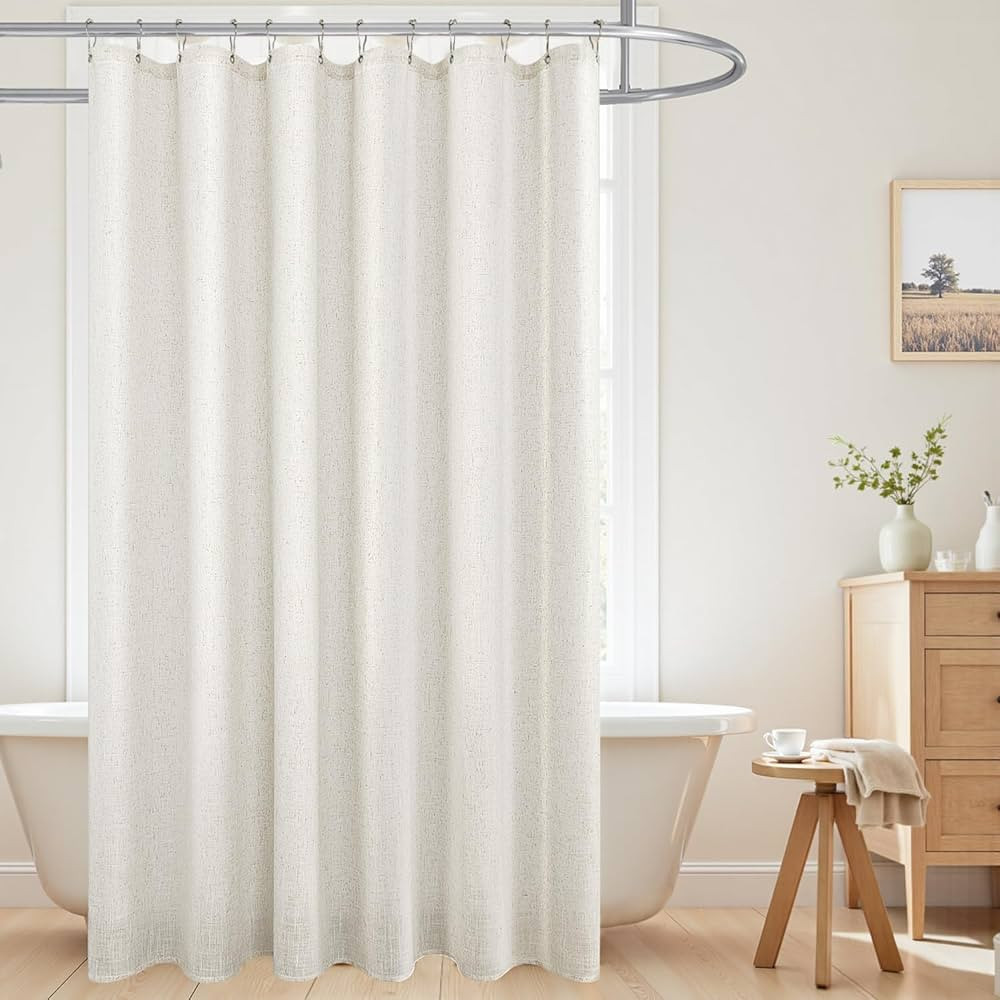 KOUFALL Farmhouse Shower Curtain 96 Inches Long,Modern Boho Linen Fabric Extra Long Shower Curtai... | Amazon (US)