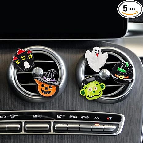 Whaline 5 Pieces Halloween Car Air Vent Clips Cute Pumpkin Ghost Witch Hat Car Air Freshener Char... | Amazon (US)