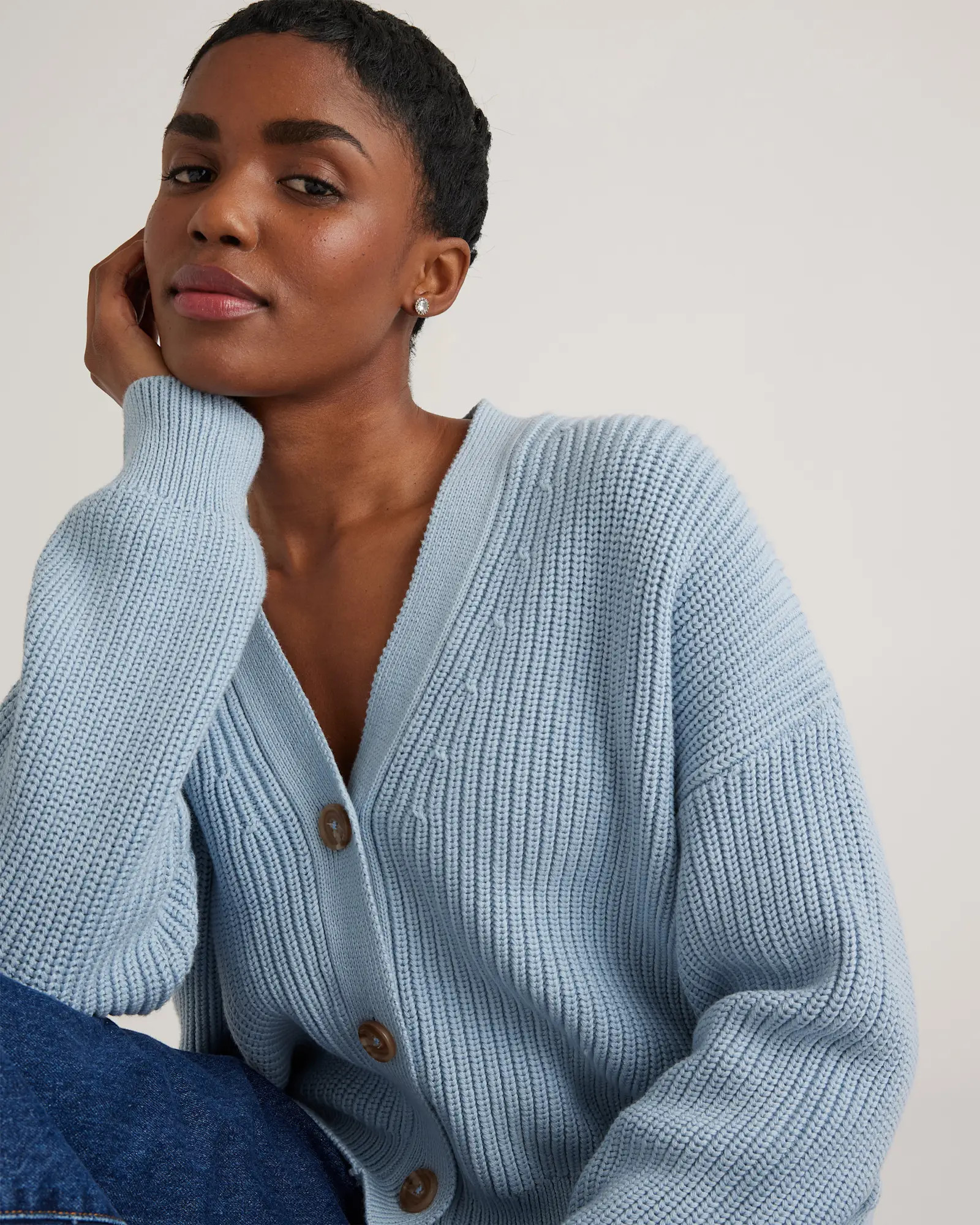 100% Organic Cotton Fisherman Boxy Cropped Cardigan | Quince