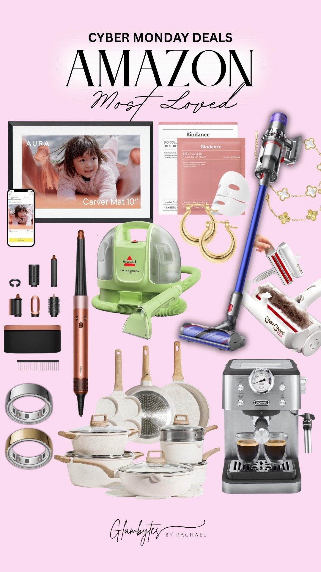 Amazon Cyber Monday Most Loved ✨ Rounding up the top viral favorites that are all on major sale today! Home, beauty, cleaning must-haves, and gifting staples you’ll use all year long 😍

Amazon cyber monday, Amazon most loved, Amazon deals, viral Amazon products, Aura digital frame, carver mat frame, Biodance collagen mask, Dyson vacuum, Dyson dupes, cordless vacuum, Bissell little green, Chom Chom pet hair remover, curling wand, hair styling tools, gold hoop earrings, Oura ring dupe, cookware set, aesthetic pots and pans, kitchen must haves, DeLonghi espresso machine, holiday gifts, Amazon home favorites, Amazon beauty favorites, gift ideas, sale alert, stocking stuffer ideas

#LTKCyberWeek #LTKGiftGuide #LTKHome