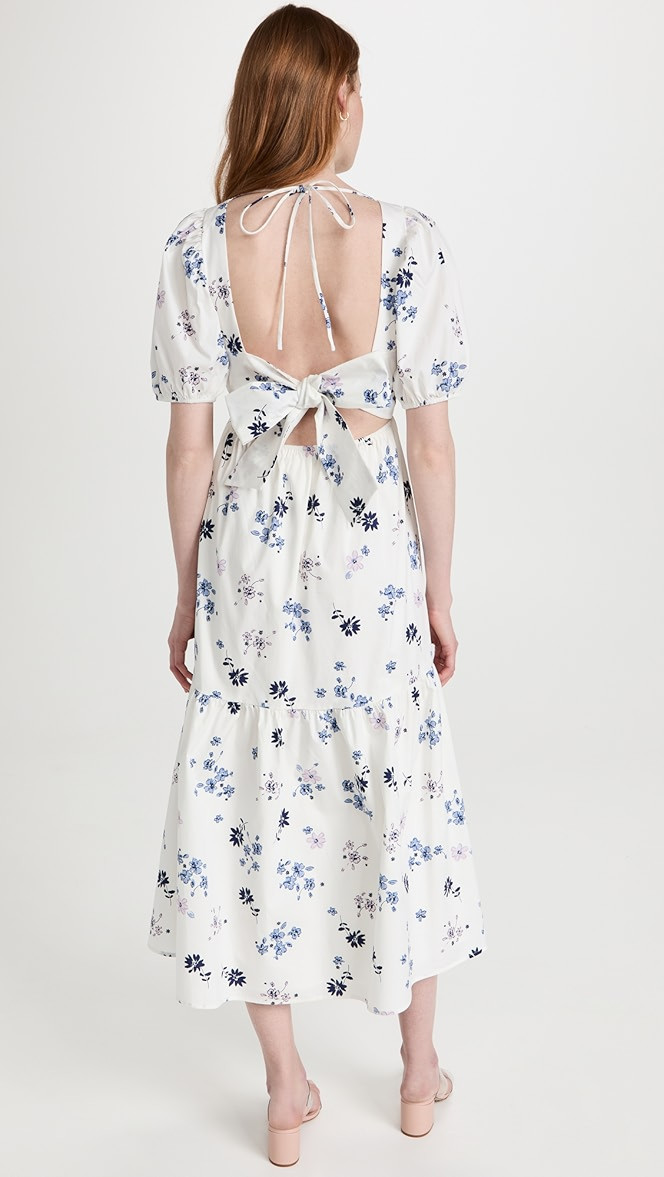 Tie Back Puff Sleeve Midi Dress | Shopbop