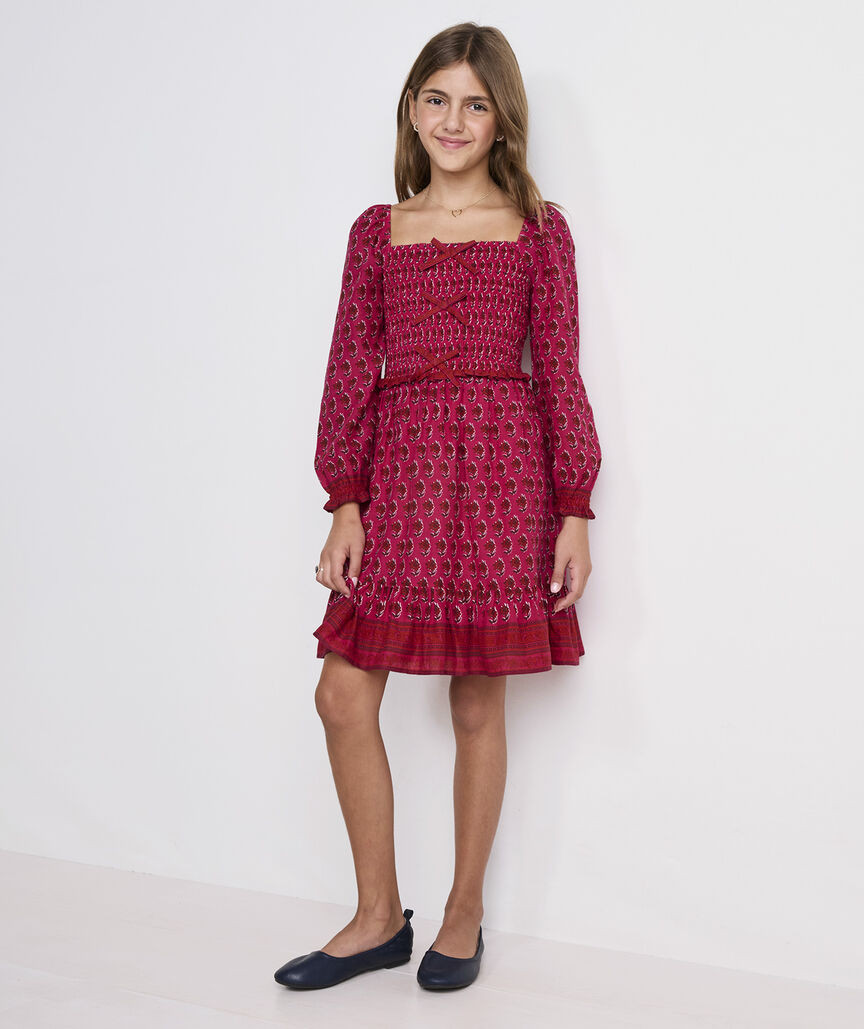 Girls' Lena Smocked Bow Dress | vineyard vines