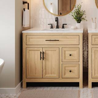 Glacier Bay Haldone 37 in. Single Sink Sunlit Bath Vanity with White Cultured Marble Top (Assembl... | The Home Depot
