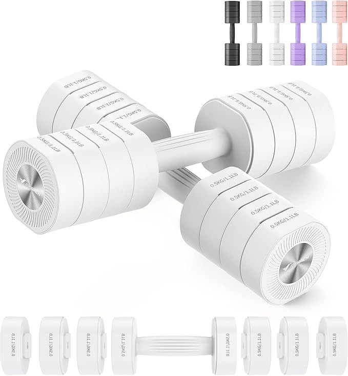 MERACH Dumbbell Set of 2, Adjustable Weight, Anti-slip Handle, Macaron Colors, Each 2.2/4.4/6.6/8... | Amazon (US)