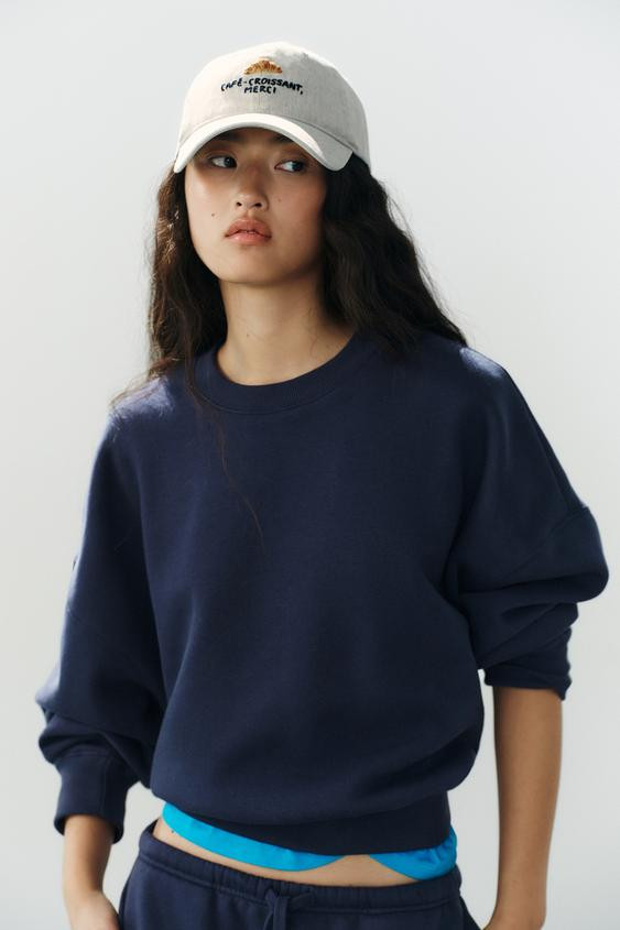 CROISSANT EMBROIDERY TWILL CAP - Ice - S-M | Zara US