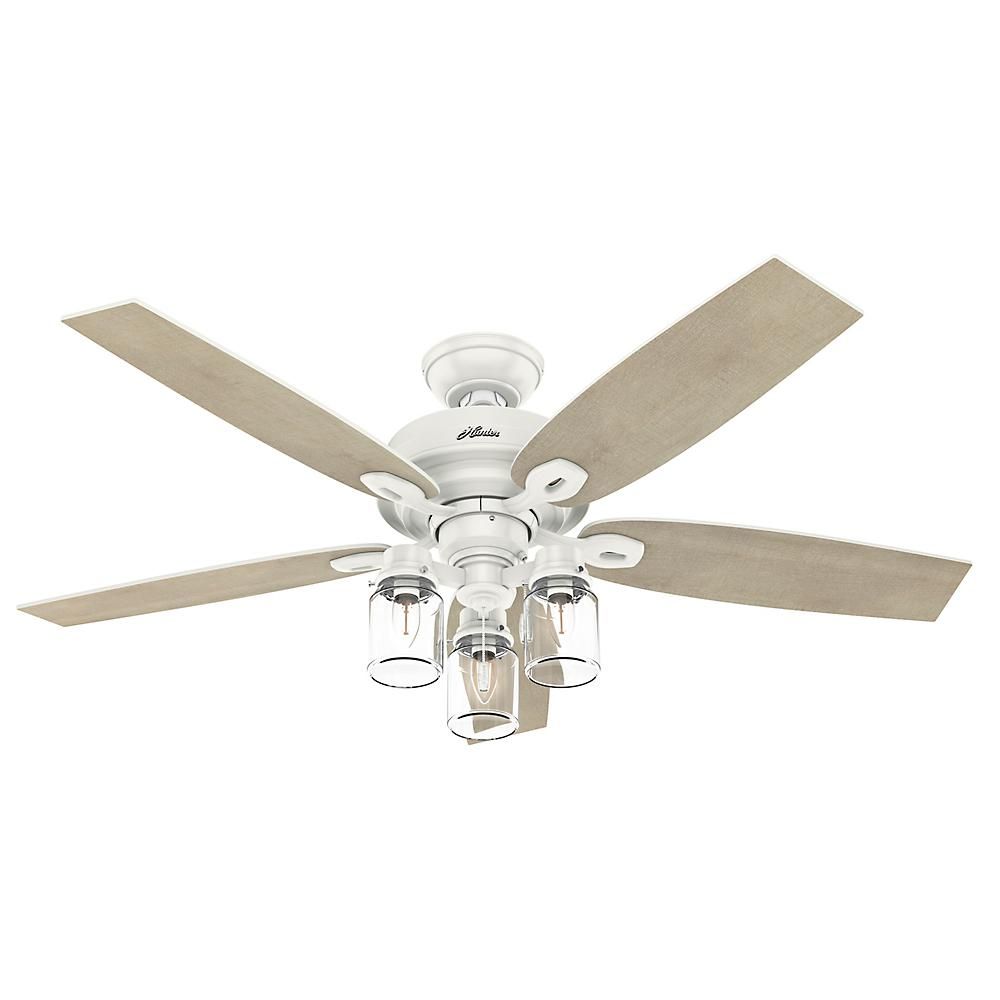 Crown Canyon II 52 in. LED Indoor Fresh White Ceiling Fan with Light Kit | The Home Depot
