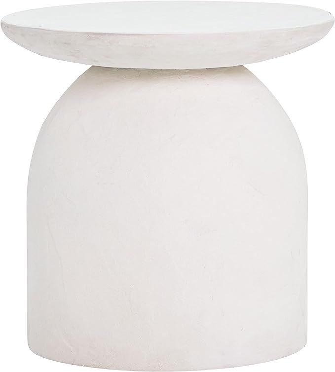 Tov Furniture Aloe 20.5" Round Stone Concrete Side Table in White Finish | Amazon (US)