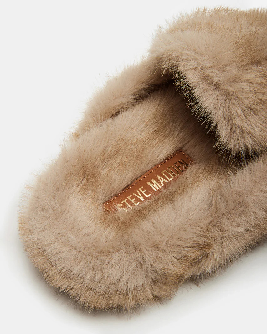 BOHAN Natural Faux Fur Slip-On | Women's Flats | Steve Madden (US)