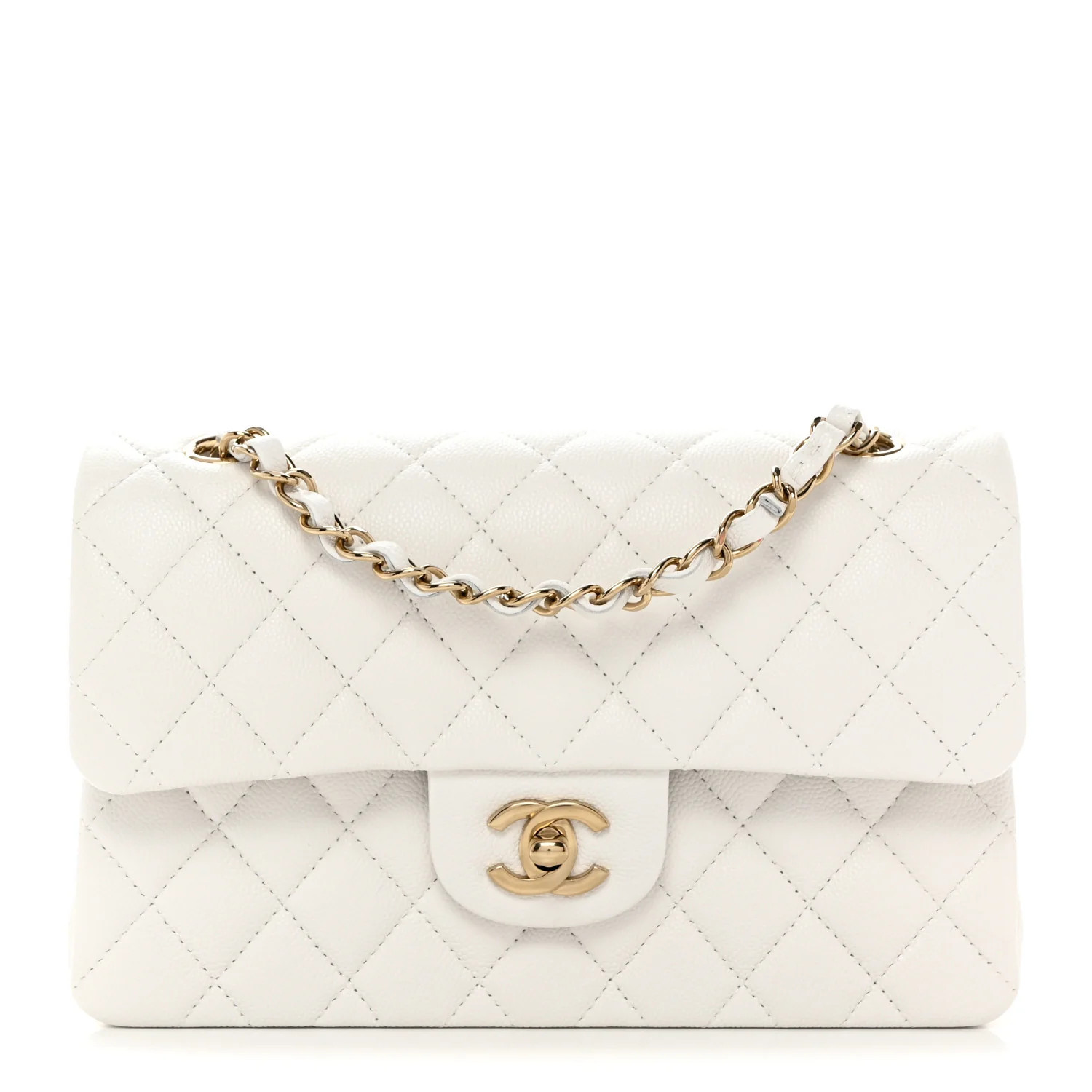 Caviar Quilted Small Double Flap White | FASHIONPHILE (US)
