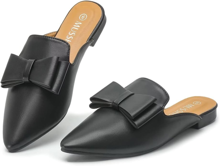 MUSSHOE Mules for Women Slip On Comfortable Pointed Toe Womens Loafers Women's Flats for Women's ... | Amazon (US)