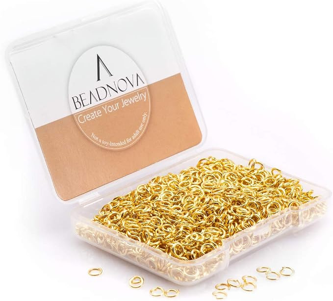 BEADNOVA 4mm Gold Jump Rings for Jewelry Making Open Jump Rings for Keychains and Necklace Repair... | Amazon (US)