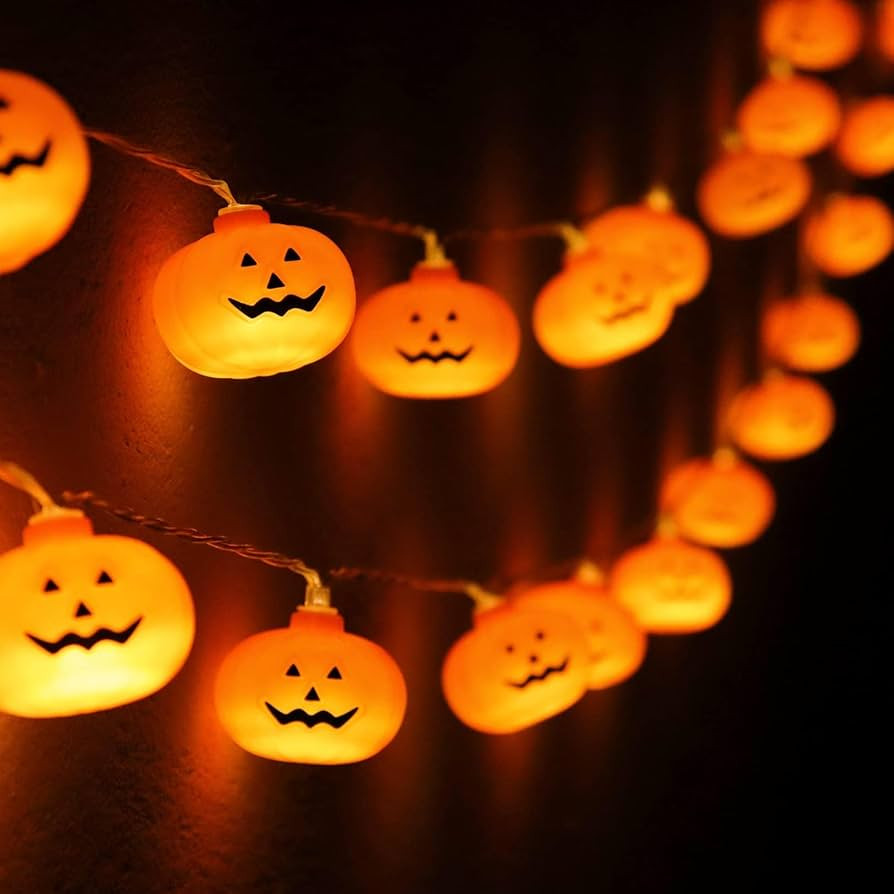 Halloween Pumpkin String Lights - 20 LED 9.8 FT 3D Cute Waterproof Orange Jack-O-Lantern Battery ... | Amazon (US)
