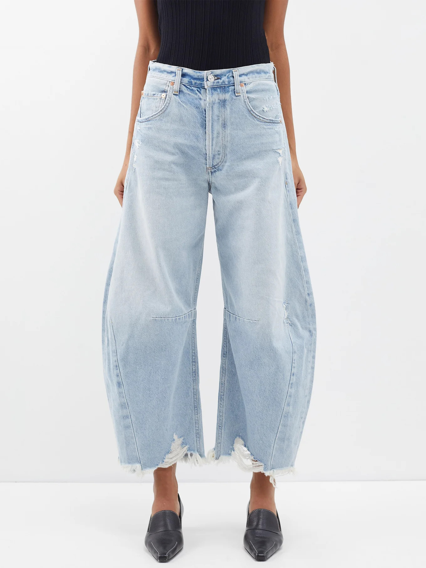 Horseshoe distressed wide-leg jeans | Matches (UK)