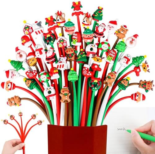 LiYiQ 50 PCS Christmas Stress Relief Bobblehead Pens Bulk for Kids Christmas Stocking Stuffers Ch... | Amazon (US)