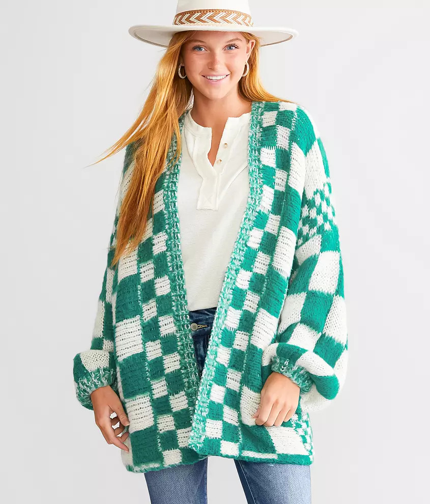 Baevely Oversized Checker Cardigan Sweater | Buckle
