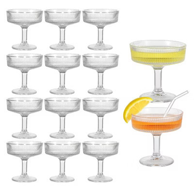 12-Pack Ribbed Coupe Glasses, 7 oz Ribbed Martini Glasses, Vintage Coupe Glasses, Crystal Clear for Home Bar or Wedding Gift | Target