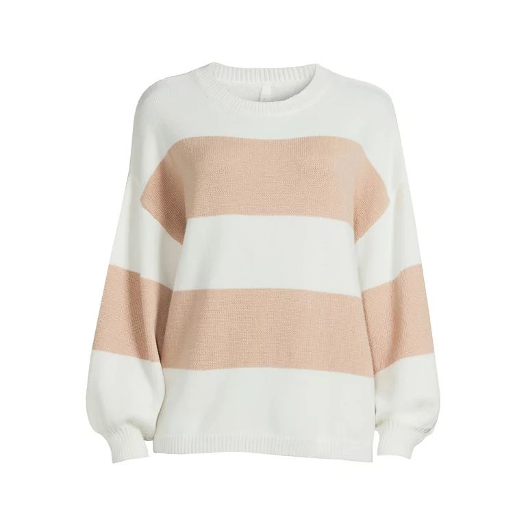Dreamers By Debut Women's Striped Sweater with Long Puff Sleeves, Mid-Weight | Walmart (US)