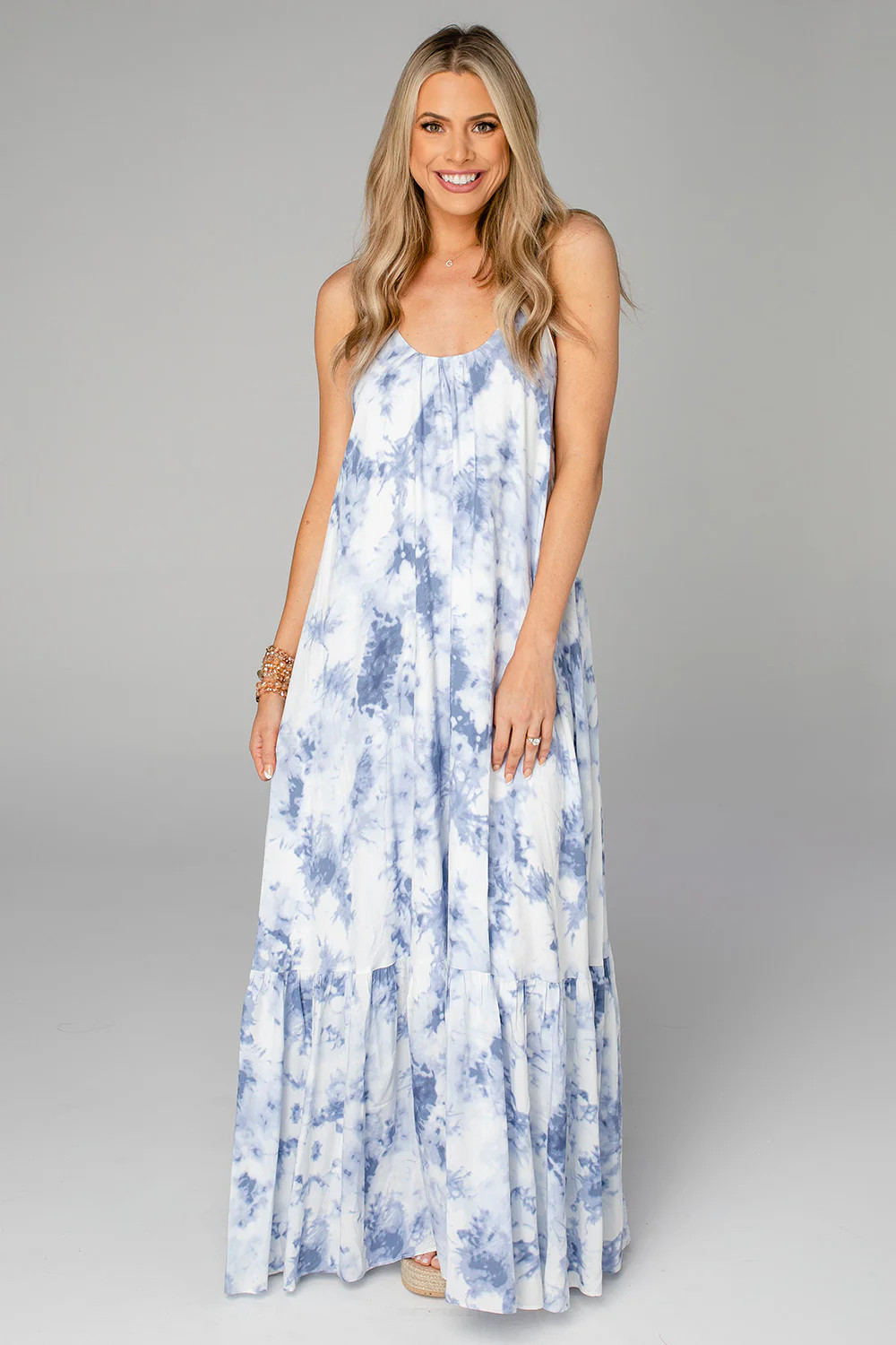 Katey Scooped Neck Maxi Dress - Blue Clouds | BuddyLove