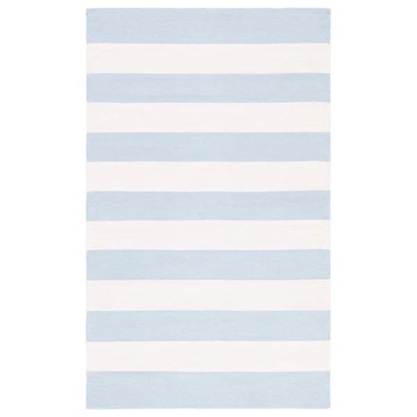 Brookvale Striped Handmade Cotton Sky Blue/Ivory Area Rug | Wayfair North America