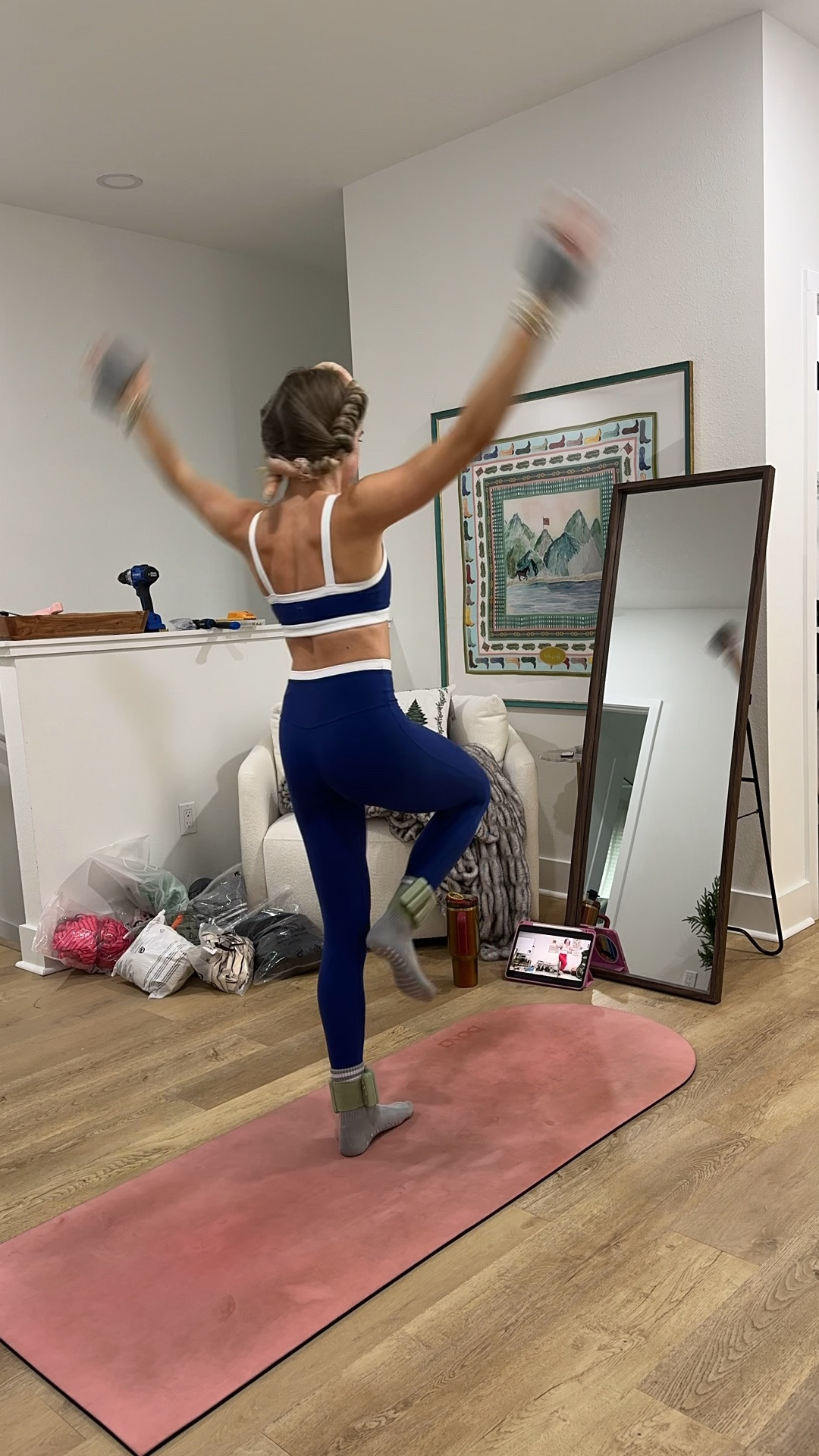 Abercrombie YPB studioFLEX cami sports bra size XS paired with Abercrombie YPB studioFLEX 7/8th length legging size XS. Pila barre workout grip socks. 

My workout and workout gear for my daily workout. I take pilates classes from @lexfish on Instagram she has a whole online platform and membership! Most of my pilates gear and tools are from Bala. Bala use code SLOANE15. 
#workoutgear #workoutwear #pilates #ootd #outfit #athleticwear #athleticoutfit #bikershorts #sportsbra #pilatesoutfit #athleisure #bala #pilatesworkout #pilateslovers #pilatestiktok #balabangles

#LTKfitnessgoals #LTKCyberWeek #LTKActive