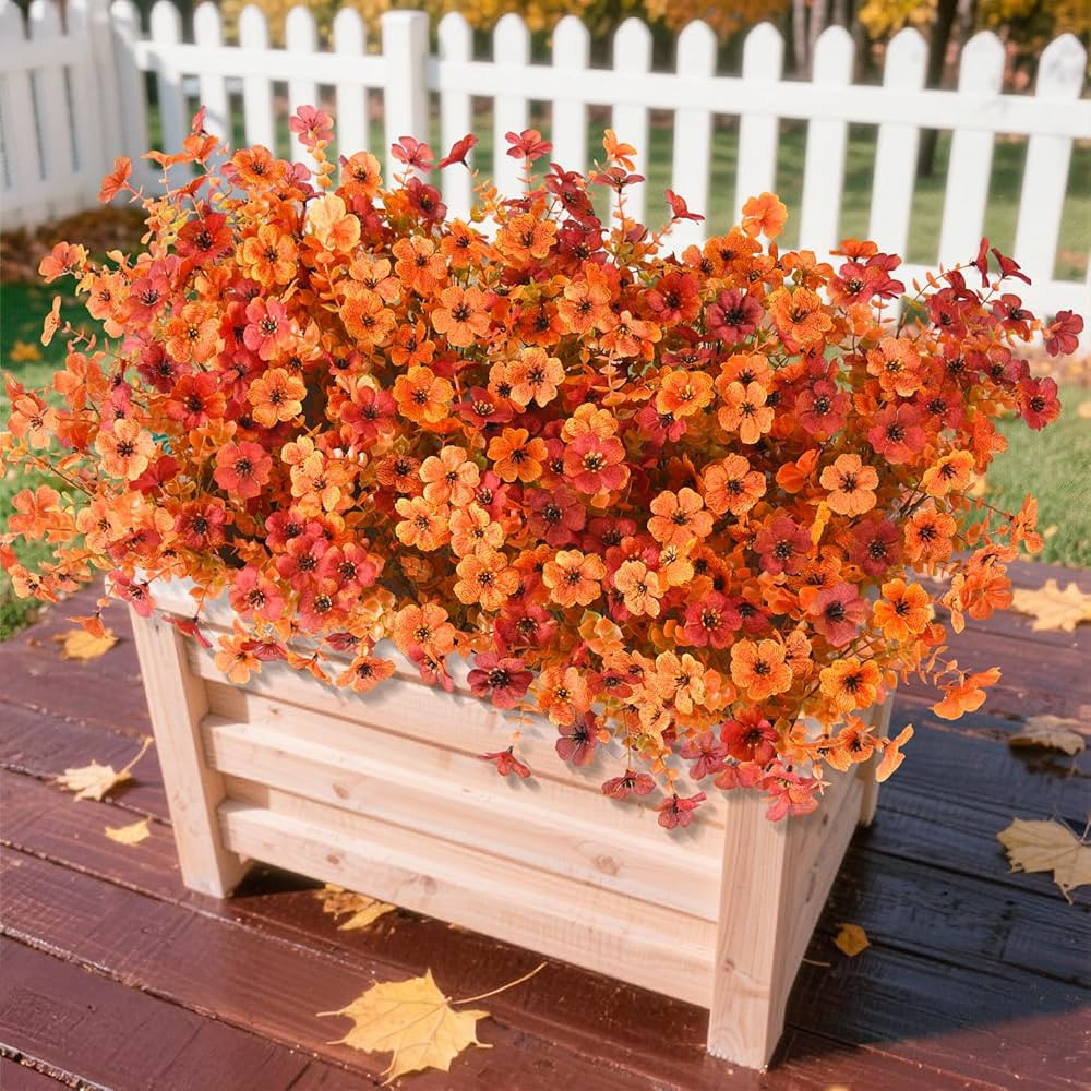 Artificial Fall Flowers for Decoration Fake Flowers Outdoor Artificial Plants, 12 Bundles Faux Mu... | Amazon (US)