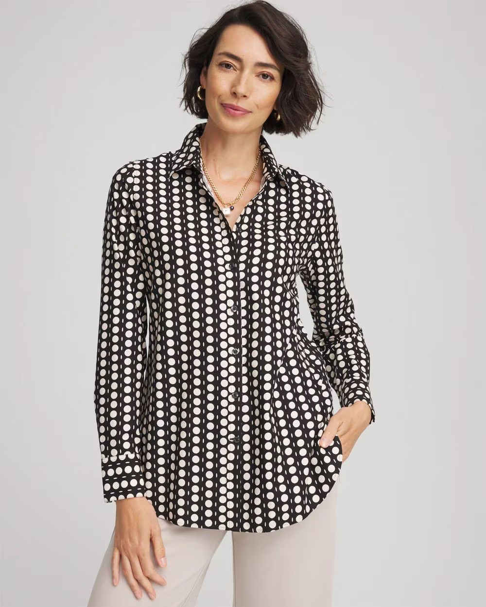 No Iron™ Printed Sateen Shirt | Chico's