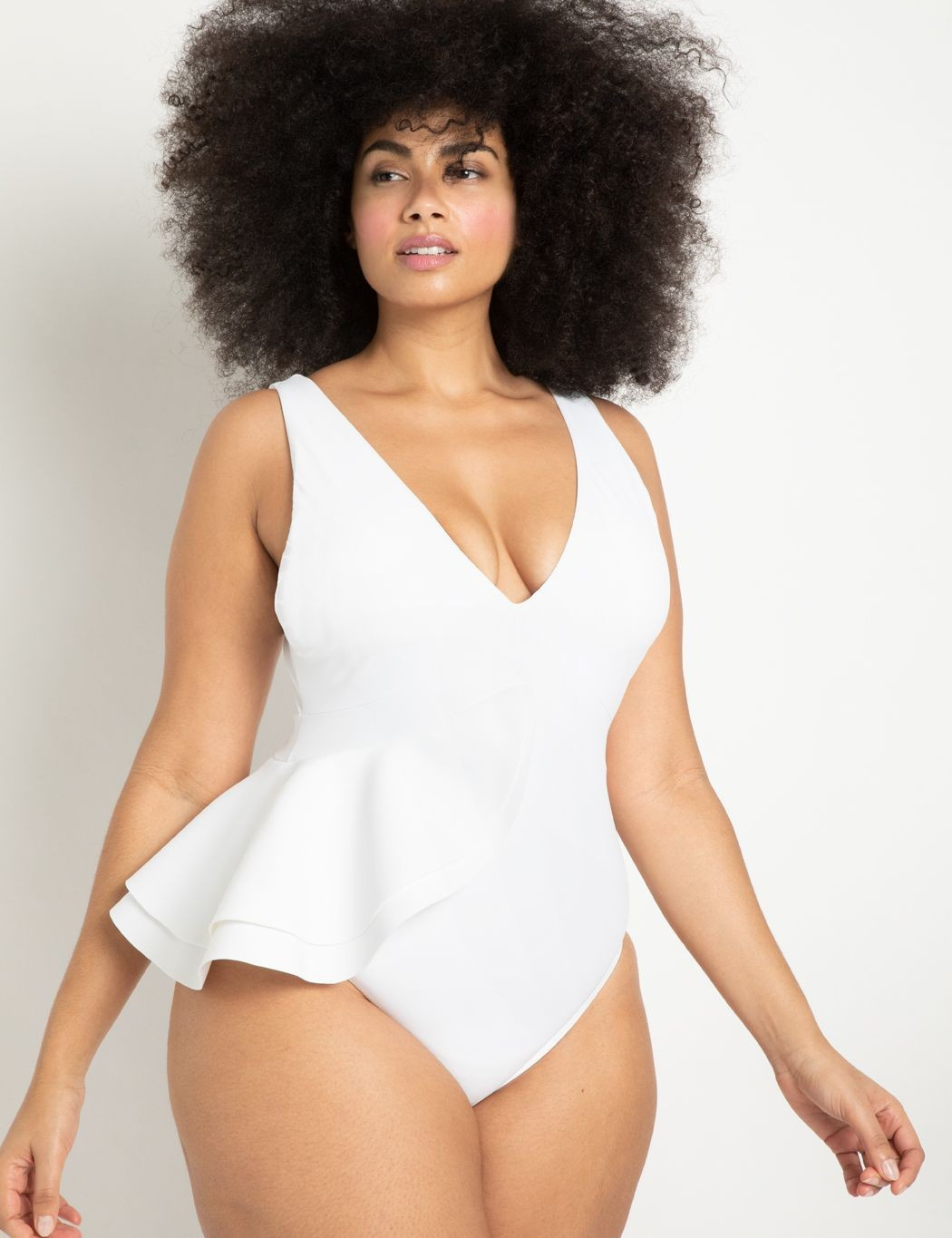 Asymmetric Peplum Swimsuit | Eloquii