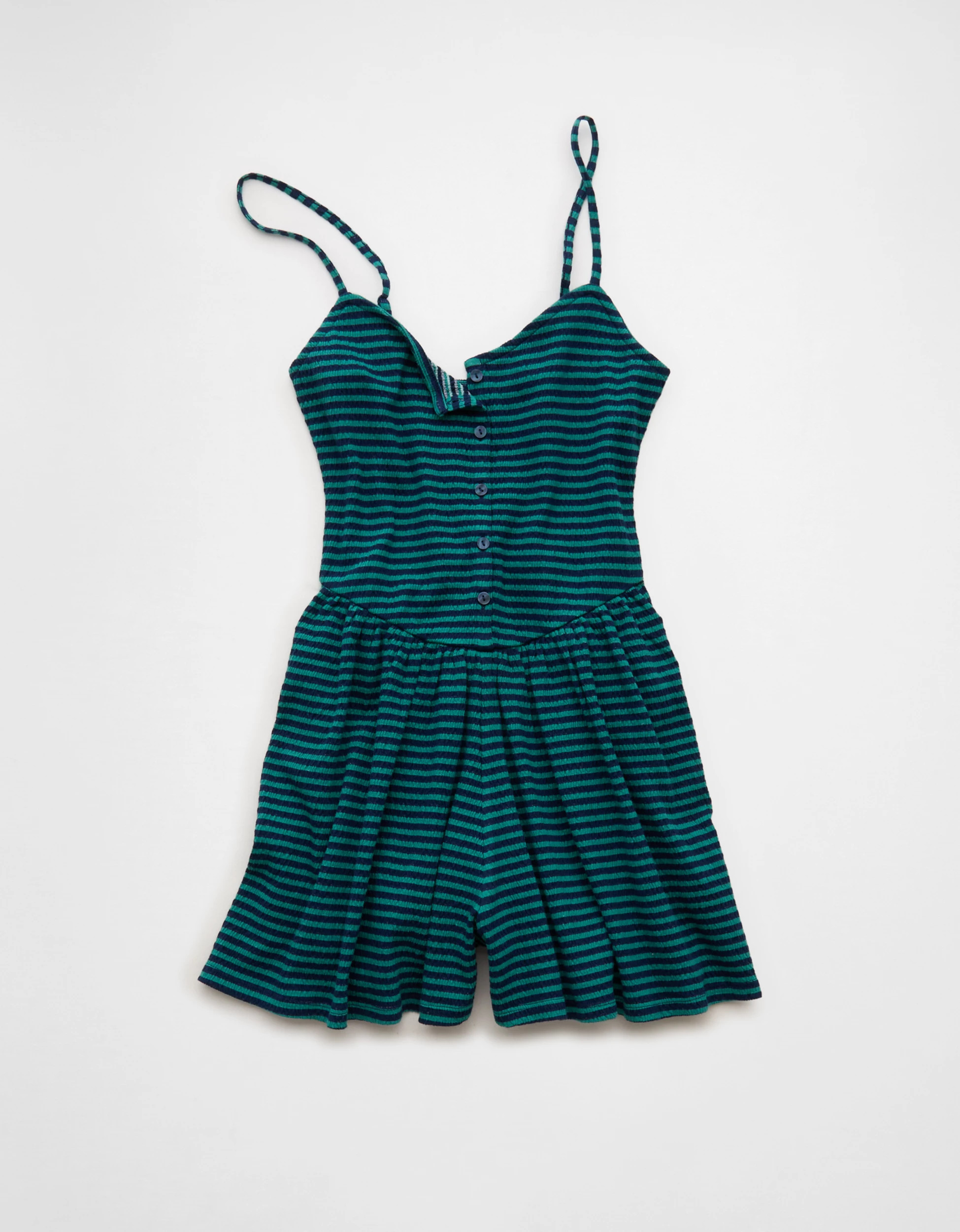 AE Button-Up Textured Knit Romper | American Eagle Outfitters (US & CA)