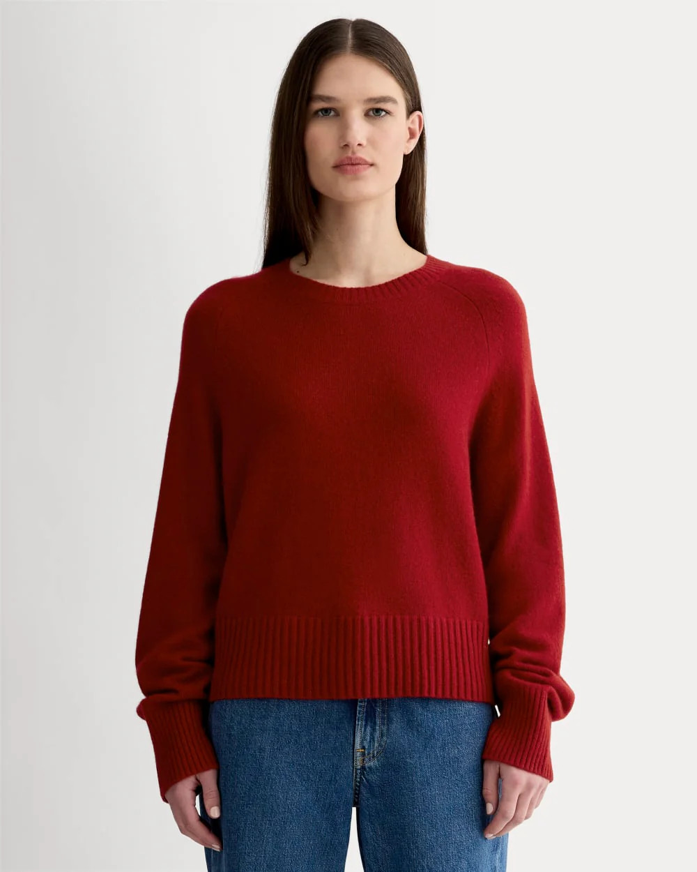 The Boxy Crew in Cashmere | Berry Red | Everlane