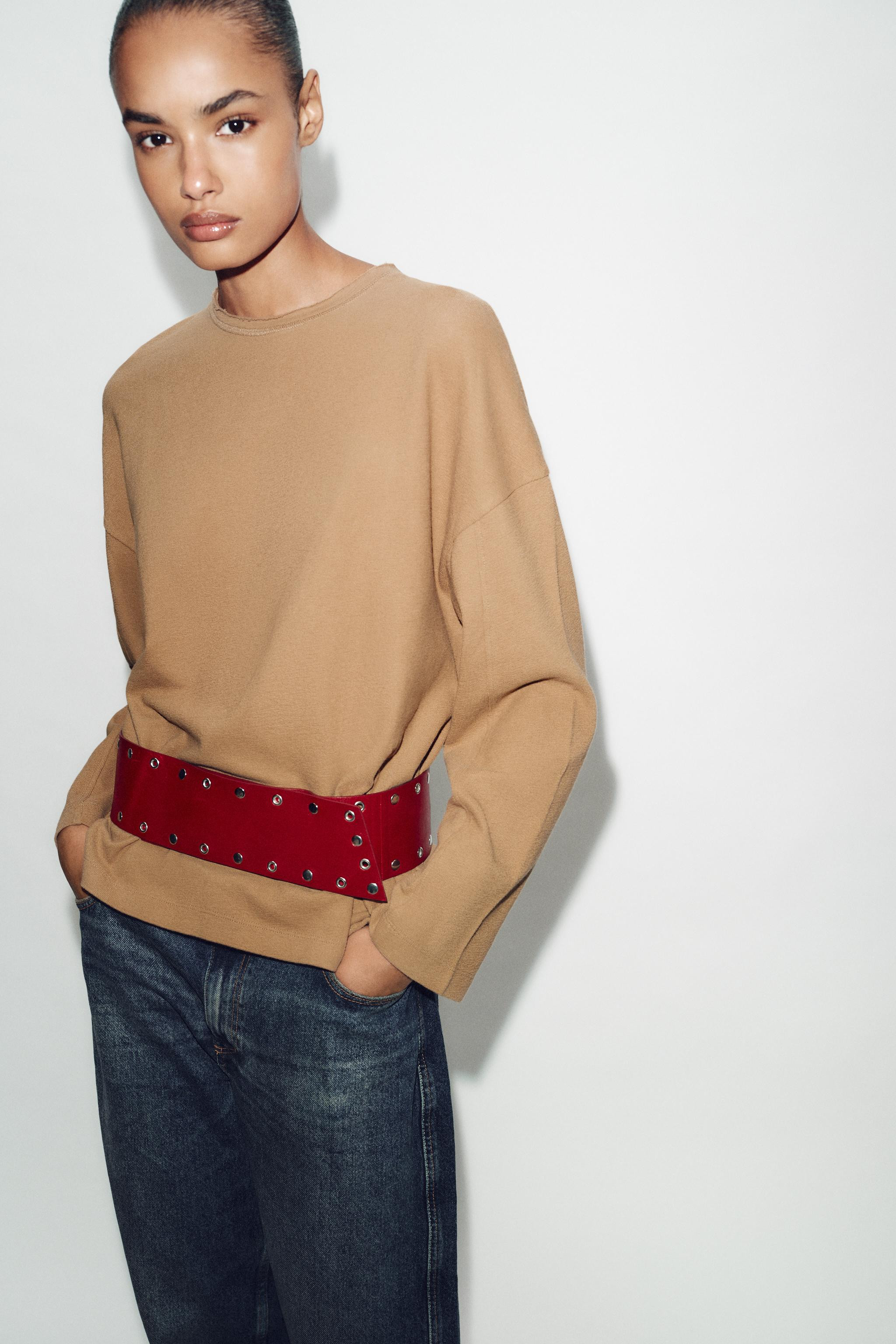 100% STUDDED LEATHER WAIST BELT | Zara UK