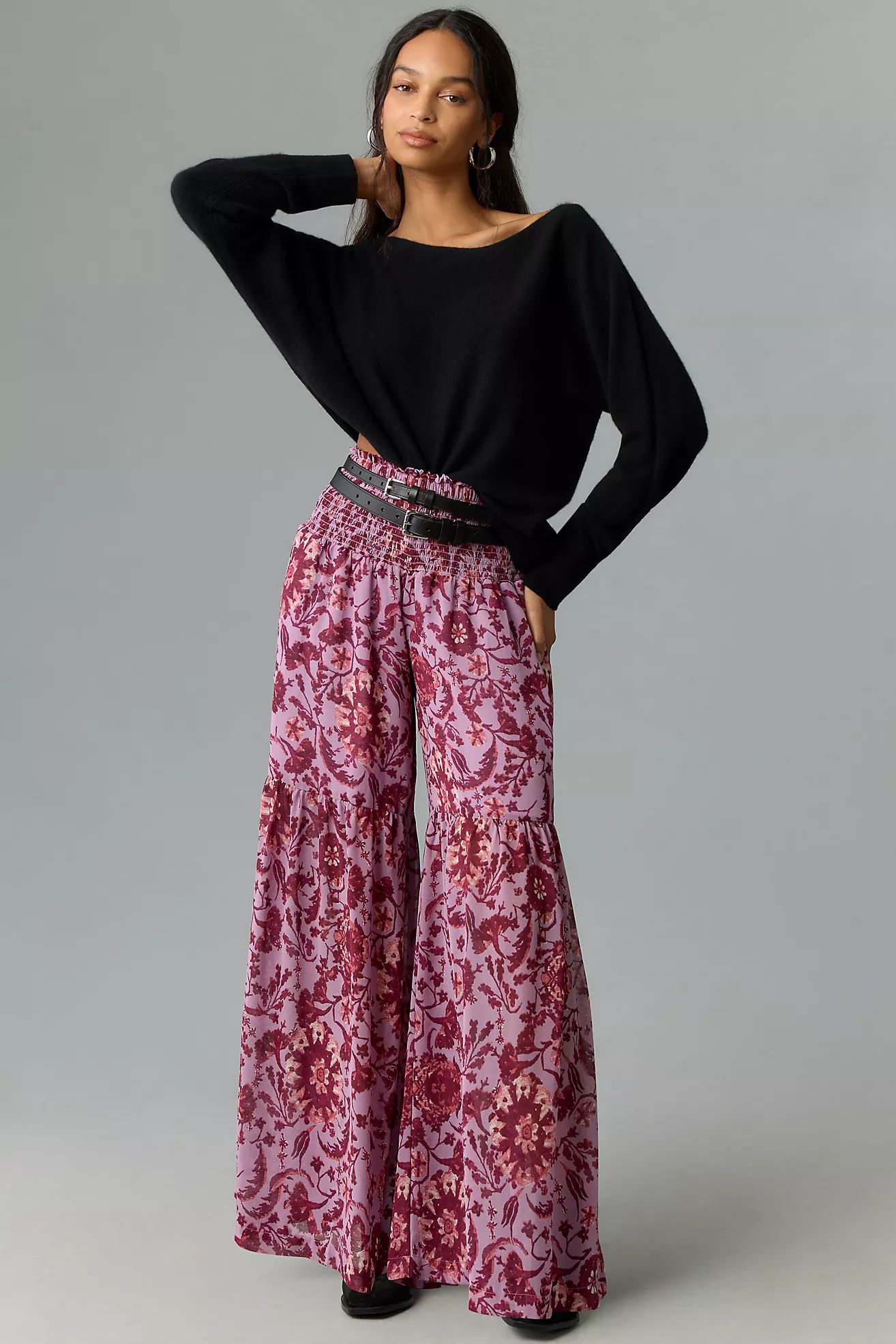 By Anthropologie Chiffon Tiered Wide-Leg Pants | Anthropologie (US)