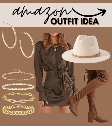 Amazon outfit idea. Fall dress. Amazon finds. Amazon prime day. OTK boots. Gold jewelry. 

#LTKstyletip #LTKSeasonal #LTKshoecrush