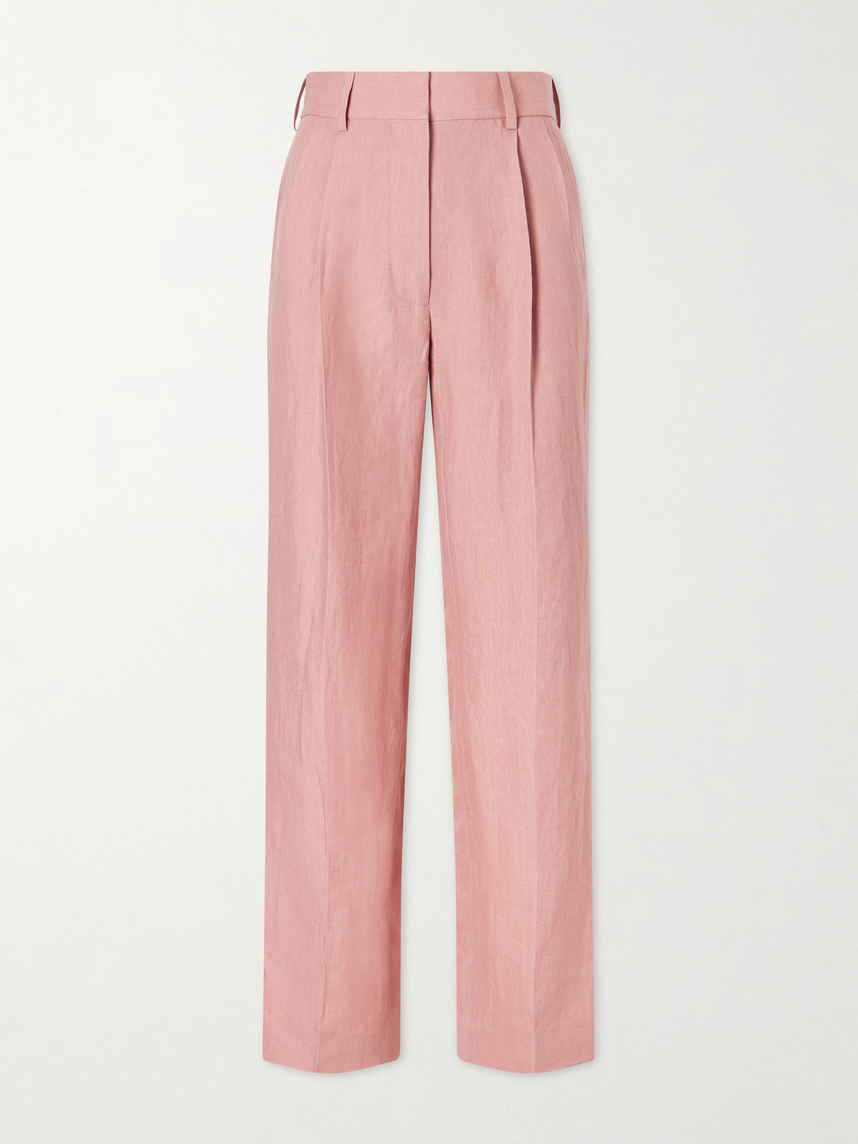 BLAZÉ Milano - Sun Fox Pleated Linen Straight-leg Pants - Pink | NET-A-PORTER (US)