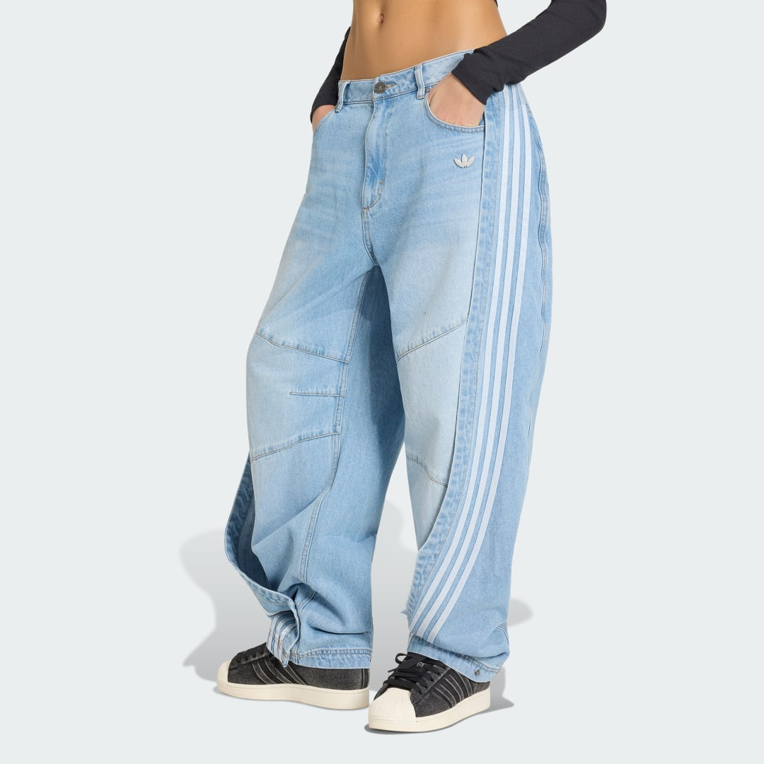 adidas ADILENIUM 5.0 BANANA OVERLAY DENIM PANTS Blue 25/34 - Womens Originals Pants | adidas (US)