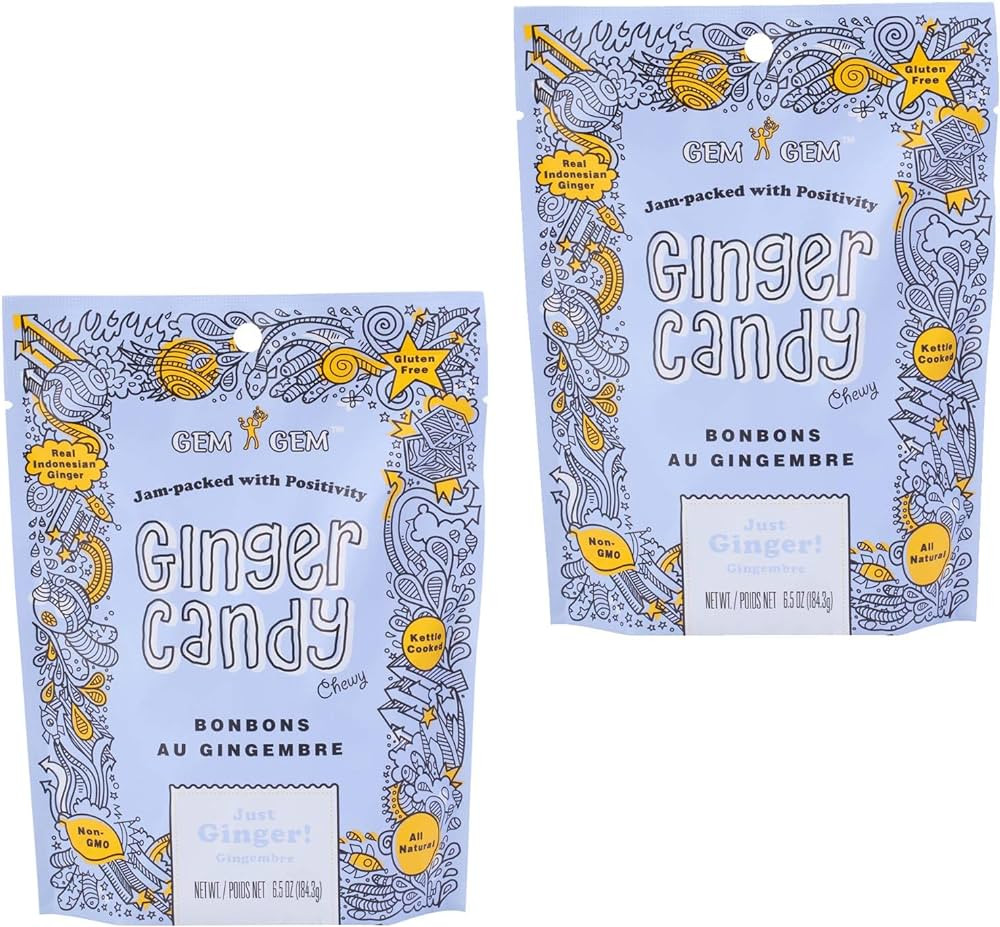Gem Gem Ginger Candy Chewy Ginger Chews (Original, 6.5oz, Pack of 2) | Amazon (US)