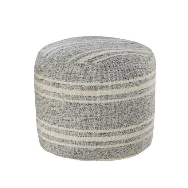 LR Home Farmhouse Triple Stripe Indoor Outdoor Pouf, 18" x 18" x 14" - Walmart.com | Walmart (US)