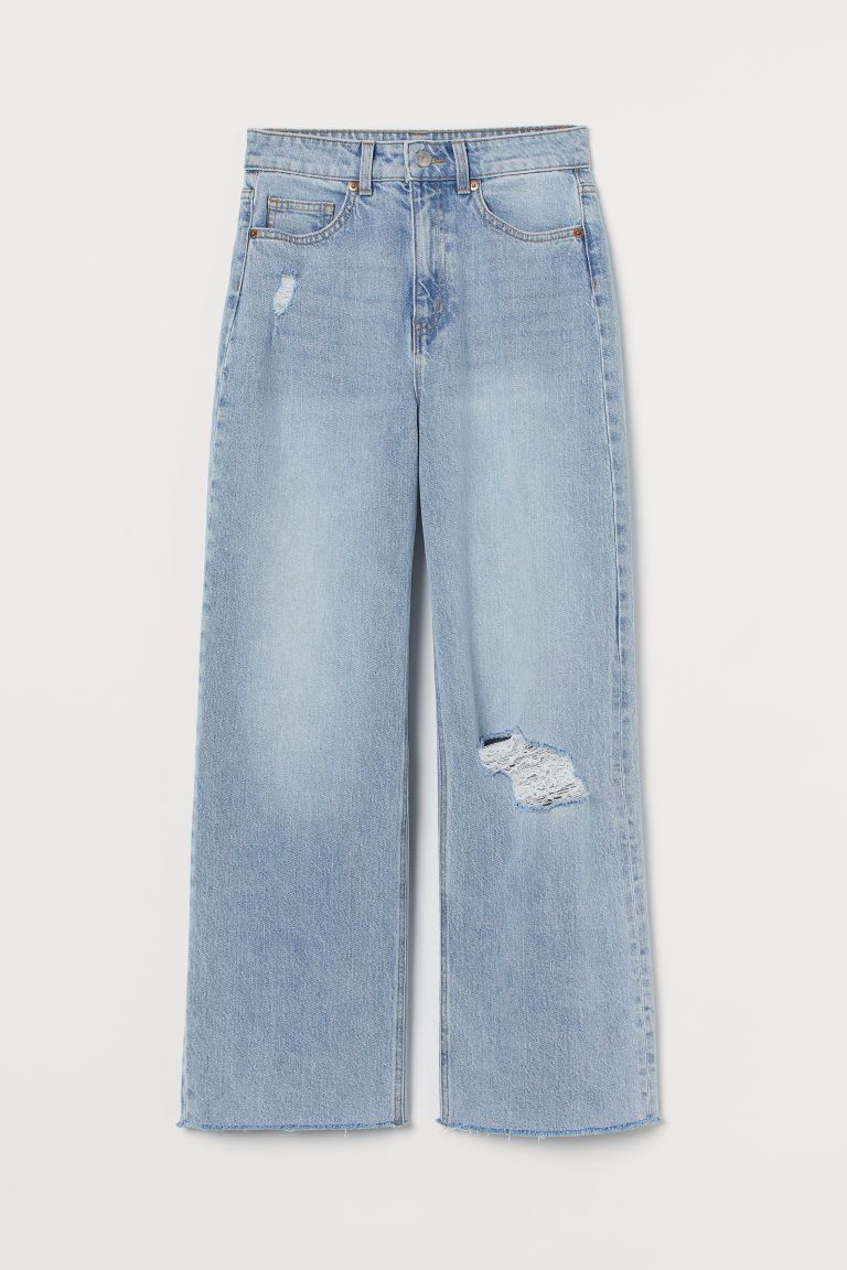 H & M - Wide High Ankle Jeans - Blue | H&M (US)