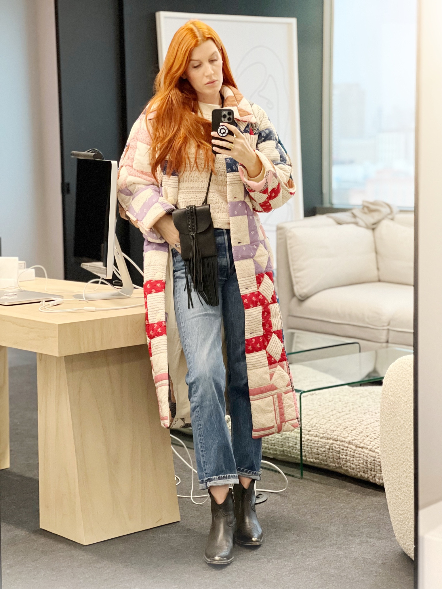 Back in Dallas and in the office today. It’s not super cold here but I haven’t taken my new quilt jacket off since I opened the box- even wore it working in bed last night 😂
It’s on sale right now and a size small is perfect for me.
I like the busy fabrics because if it gets dirty with my kids or traveling or at the ranch, it wont show.
My jeans are vintage and my sweater is several seasons old but tagged the rest ❤️

#LTKworkwear #LTKsalealert #LTKtravel