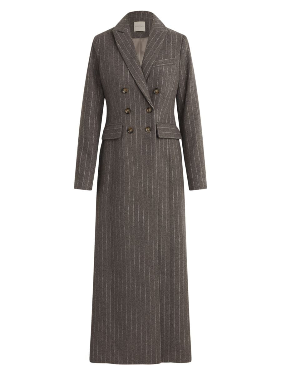 Simon Pinstripe Double-Breasted Coat | Saks Fifth Avenue