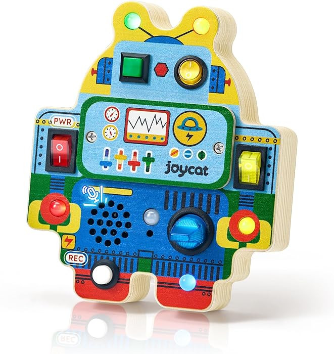 JoyCat Robot Busy Board with Led Light, Toddler Toys for 1 2 3 4 Year Old Boys and Girls, Wooden ... | Amazon (US)