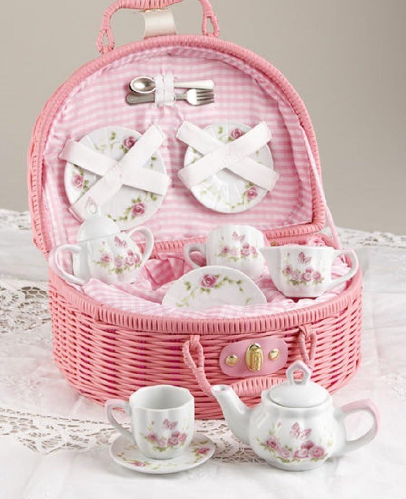 Delton Products Rose Tea Set for 2, Pink | Amazon (US)