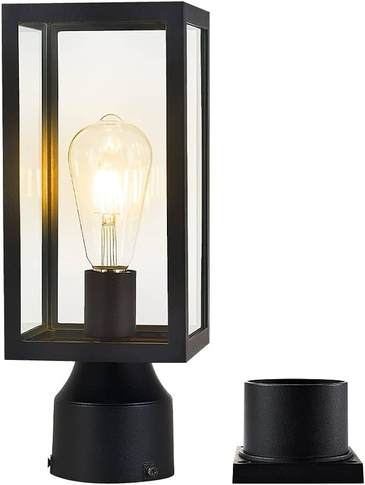 Outdoor Post Light,Lamp Post Light Fixture,Post Lantern with Pier Mount Base,Matte Black,5 inches... | Amazon (US)