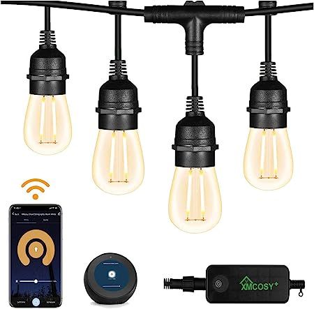 Patio Lights – Outdoor String Lights Warm White Smart String Lights 2.4GHz Wi-Fi App & Alexa Co... | Amazon (US)