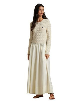 Ralph Lauren Cable Knit Poplin Dress  | Bloomingdale's EDITORIAL Women's New Arrivals | Bloomingdale's (US)