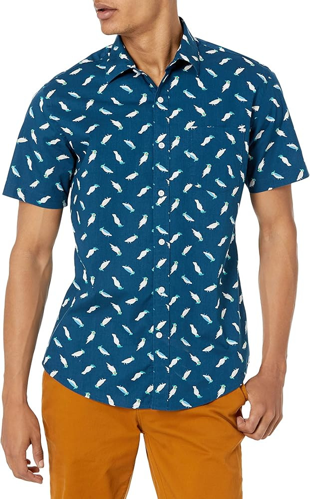 Amazon Essentials Men's Regular-Fit Short-Sleeve Print Shirt | Amazon (US)