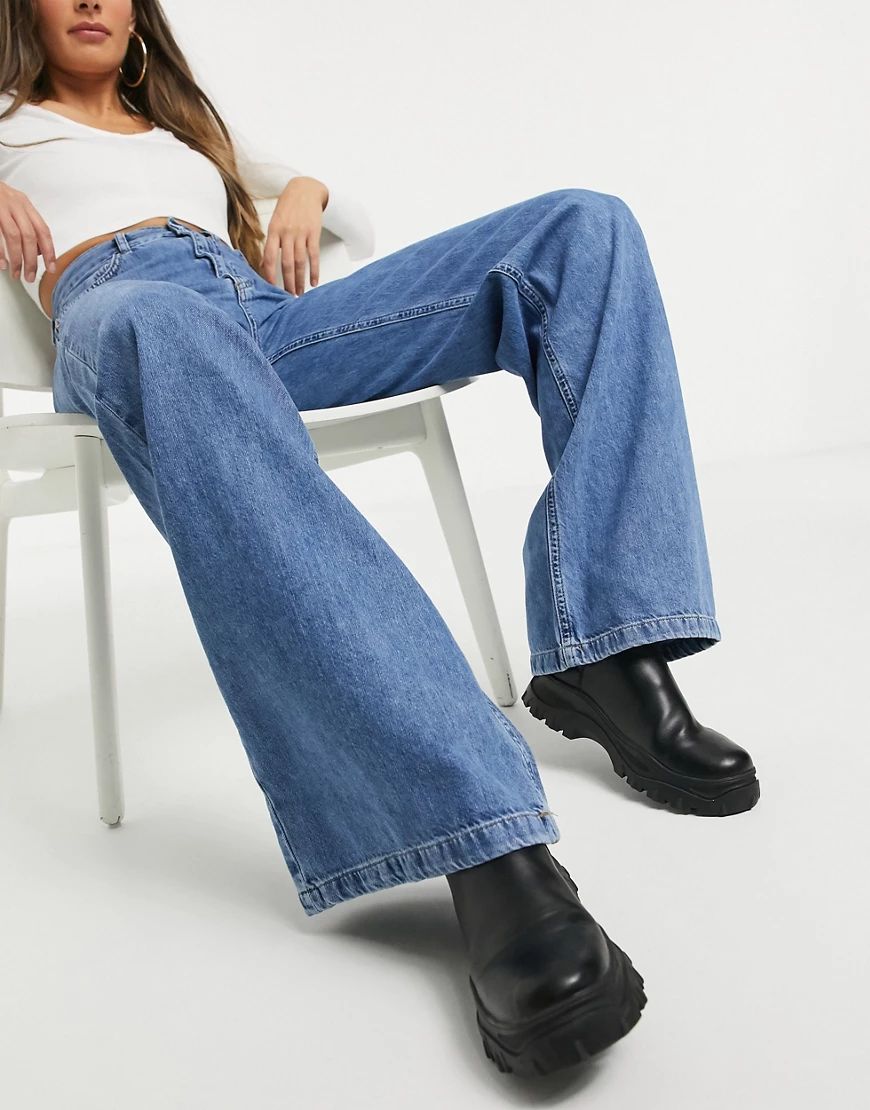 Stradivarius - Blå 90'er-jeans med vide ben | ASOS (Global)