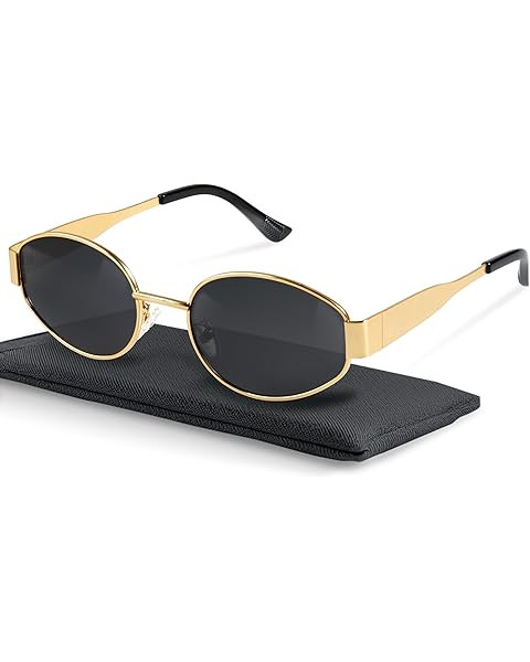 Amazon.com: SOJOS Retro Oval Sunglasses for Women Trendy Classic Shades UV400 Protection, Gold/Gr... | Amazon (US)