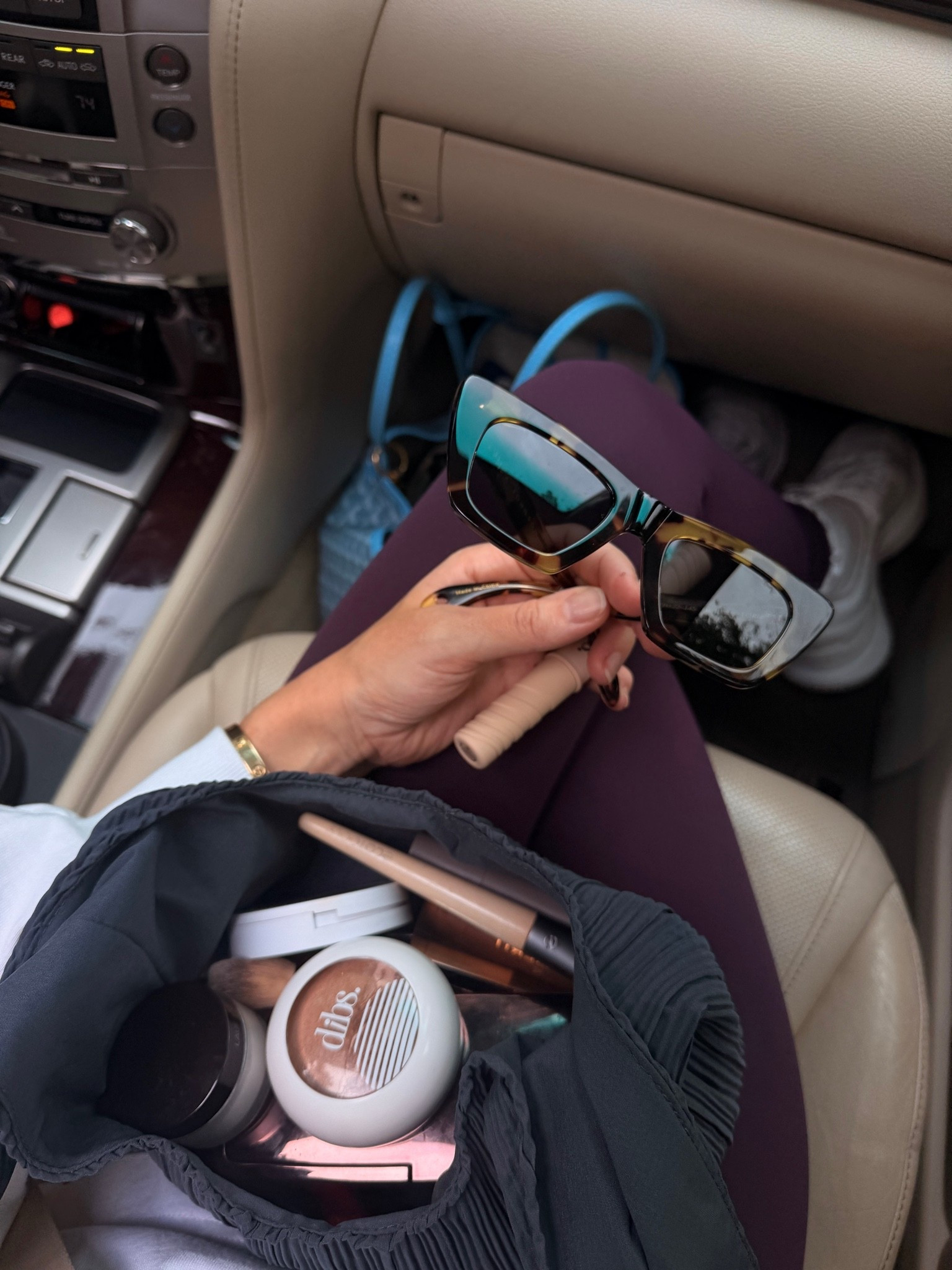 doing my makeup in the car…