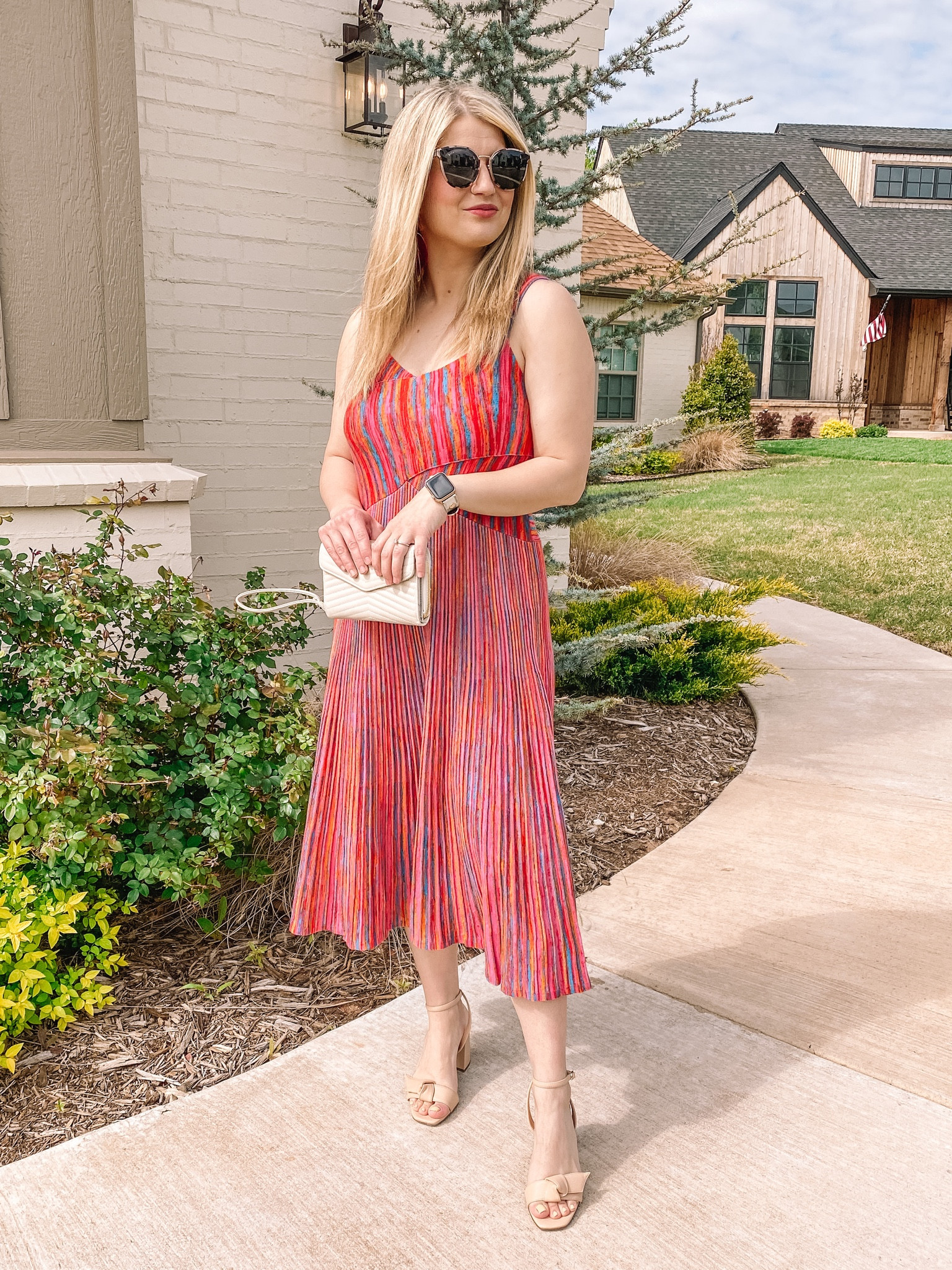 Vince pleated hotsell cami dress paprika